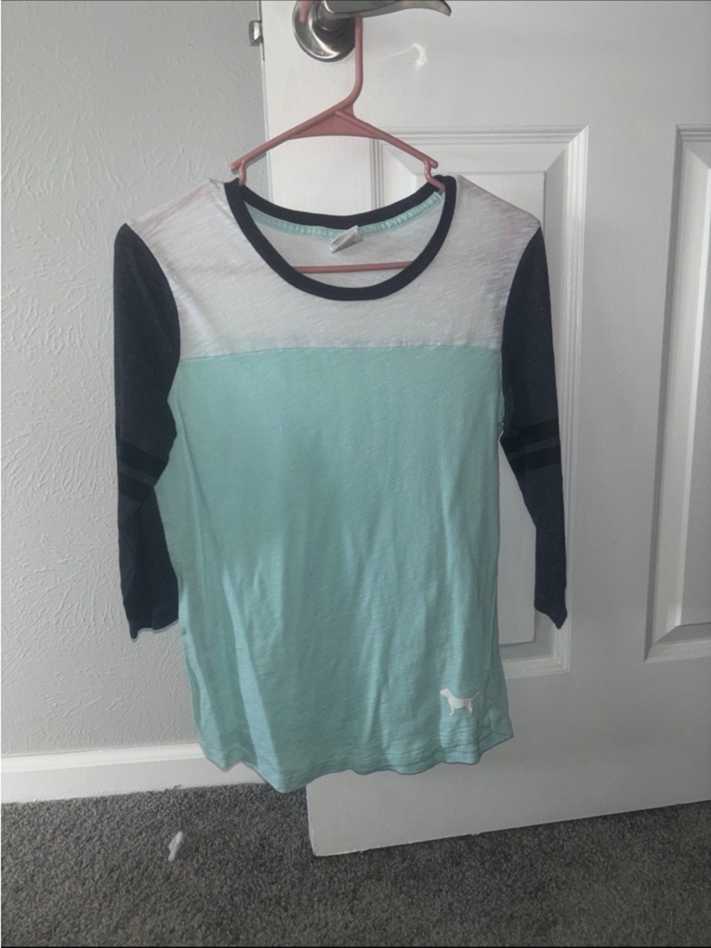 PINK 3/4 Length Colorblock Tee